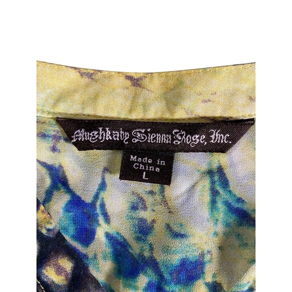 Mushka by Sienna Rose Womens Large Button Blouse Sheer Top 3/4 Sleeve Roll Tab - Picture 2 of 10